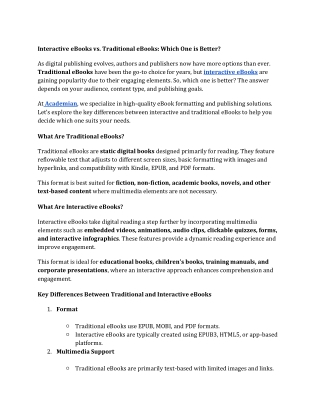 interactive ebooks vs traditional ebooks which