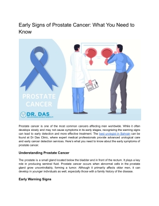 Early Signs of Prostate Cancer_ What You Need to Know