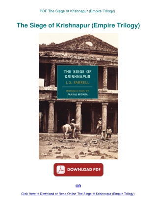 PDF The Siege of Krishnapur (Empire Trilogy)