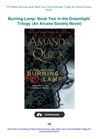 PDF Books Burning Lamp Book Two in the Dreamlight Trilogy (An Arcane Society Novel)
