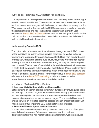Why does Technical SEO matter for dentists