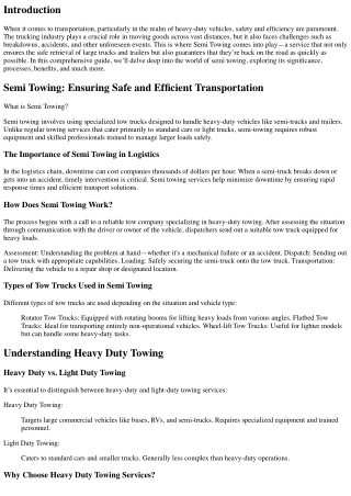 Semi Towing: Ensuring Safe and Efficient Transportation