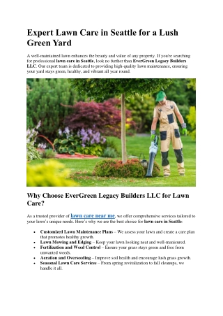 Expert Lawn Care in Seattle for a Lush Green Yard