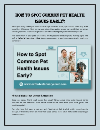 How to Spot Common Pet Health Issues Early