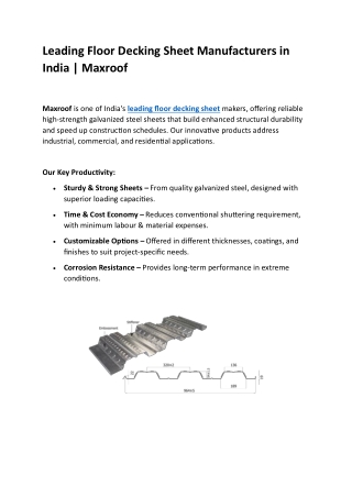 Leading Floor Decking Sheet Manufacturers in India Maxroof