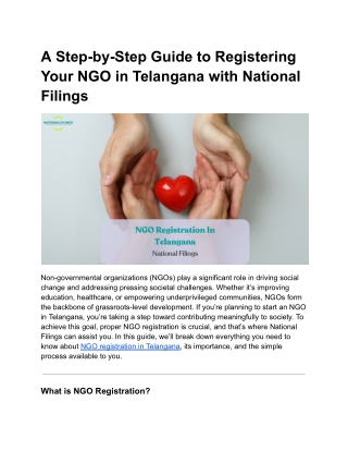 NGO Registration in Telangana_ A Complete Guide by National Filings