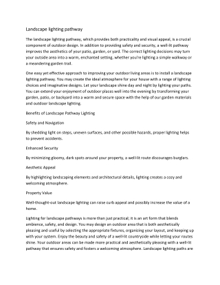 Landscape lighting pathway