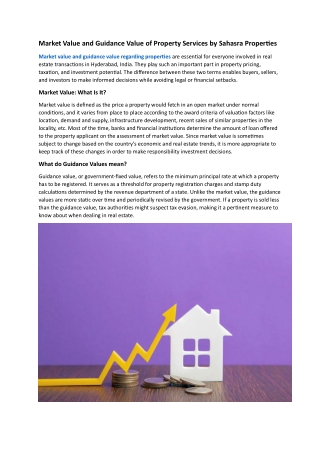 Market Value and Guidance Value of Property Services by Sahasra Properties