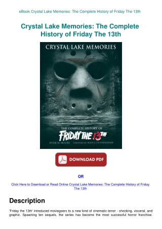 eBook Crystal Lake Memories The Complete History of Friday The 13th