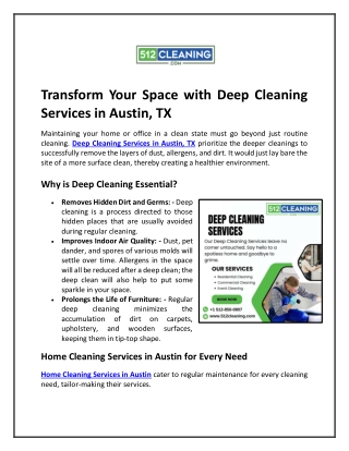 transform your space with deep cleaning services