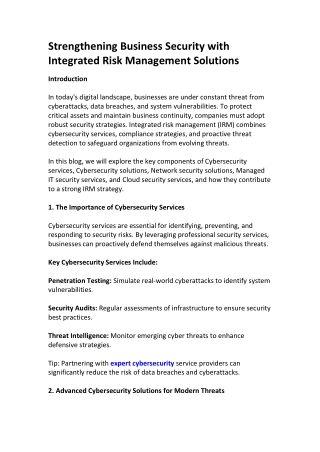 strengthening business security with integrated