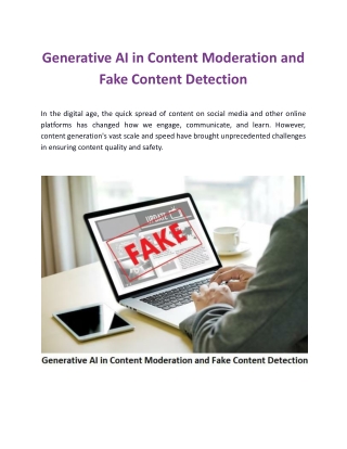 Generative AI in Content Moderation and Fake Content Detection