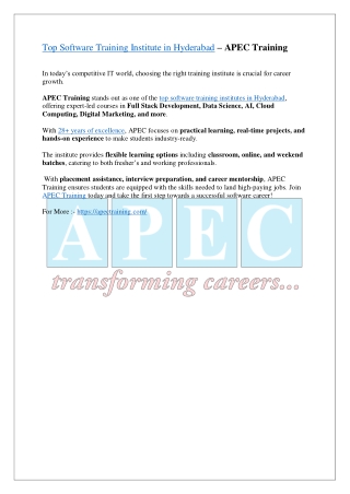 Top Software Training Institute in Hyderabad