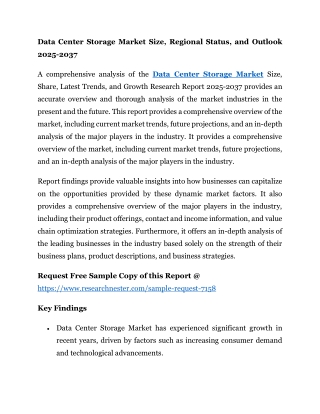 data center storage market size regional status