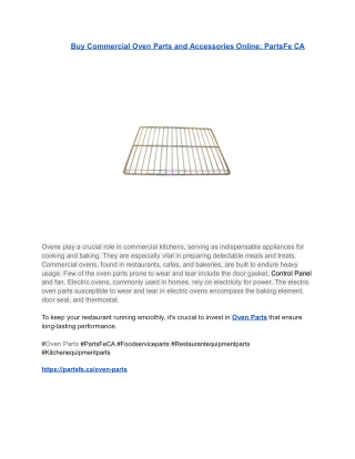 Buy Commercial Oven Parts and Accessories Online_ PartsFe CA