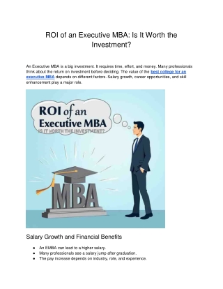 ROI of an Executive MBA: Is It Worth the Investment?