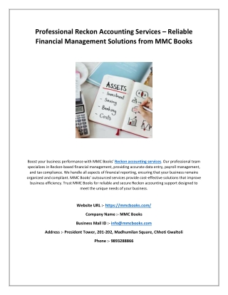 Professional Reckon Accounting Services – Reliable Financial Management Solutions from MMC Books