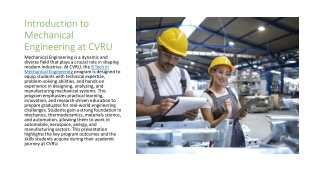 Program Outcomes of Mechanical Engineering - Skills and Knowledge Gained at CVRU