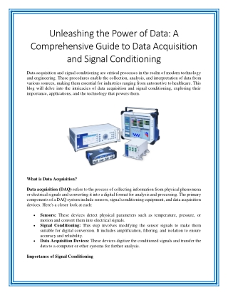 Unleashing the Power of Data A Comprehensive Guide to Data Acquisition and Signal Conditioning