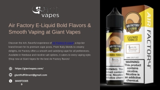 Air Factory E-Liquid  Bold Flavors & Smooth Vaping at Giant Vapes