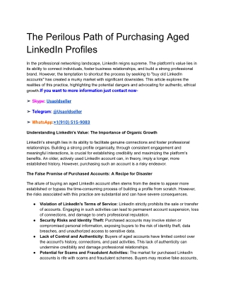 The Perilous Path of Purchasing Aged LinkedIn Profiles