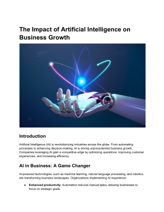 the impact of artificial intelligence on business