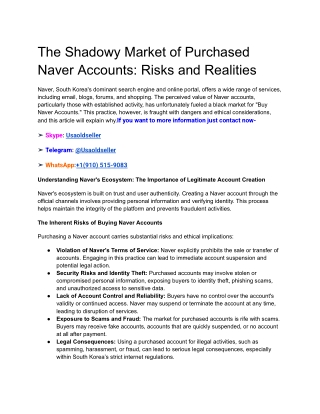 The Shadowy Market of Purchased Naver Accounts_ Risks and Realities