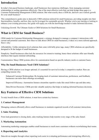 Unlocking Growth: The Ultimate Guide to CRM Solutions for Small Businesses