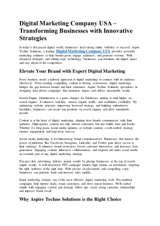 digital marketing company usa transforming