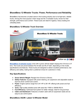 BharatBenz 12-Wheeler Trucks