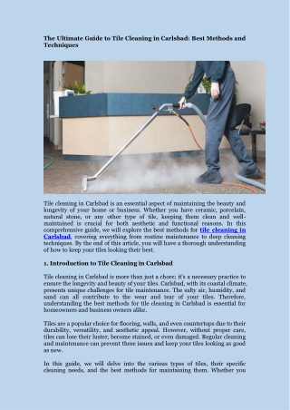 The Ultimate Guide to Tile Cleaning in Carlsbad - Best Methods and Techniques