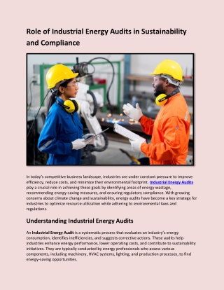 Role of Industrial Energy Audits in Sustainability and Compliance