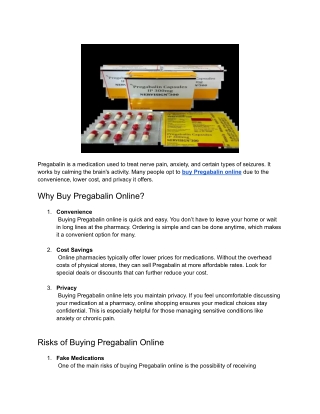 Where to Buy Pregabalin Online Securely