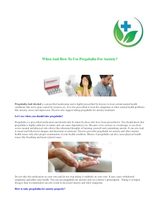 When And How To Use Pregabalin For Anxiety