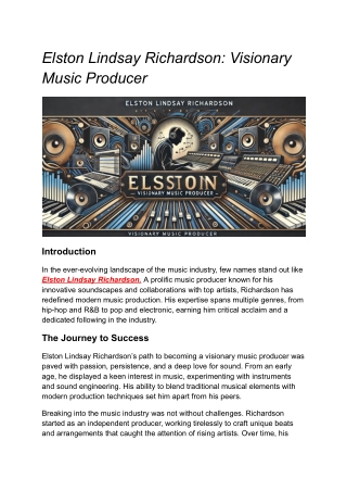 Elston Lindsay Richardson_ Visionary Music Producer