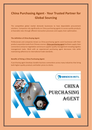 China Purchasing Agent - Your Trusted Partner for Global Sourcing