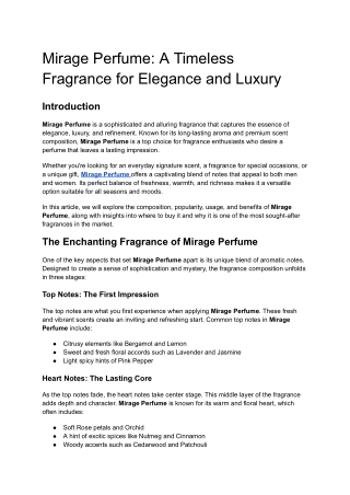 Mirage Perfume_ A Timeless Fragrance for Elegance and Luxury