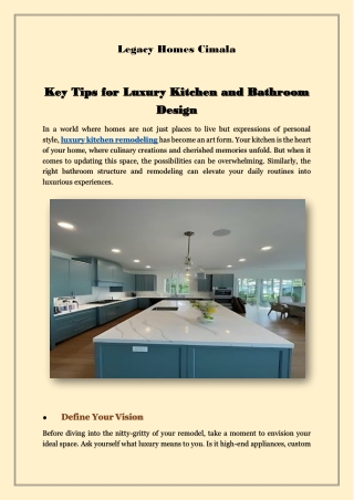 Key Tips for Luxury Kitchen and Bathroom Design