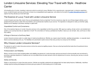 London Limousine Services: Elevating Your Travel with Style - Heathrow Carrier