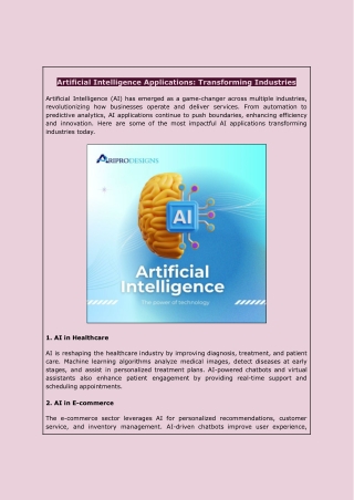 Artificial Intelligence Applications: Transforming Industries