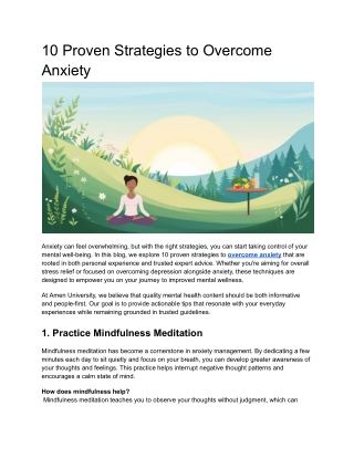 10 Proven Strategies to Overcome Anxiety