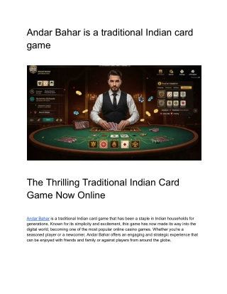 Andar Bahar is a traditional Indian card game