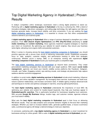 Top Digital Marketing Agency in Hyderabad _ Proven Results
