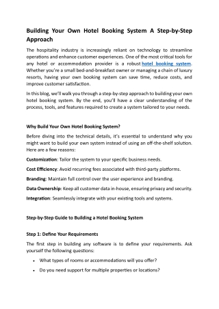 Building Your Own Hotel Booking System A Step-by-Step Approach