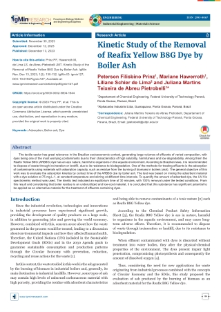 Kinetic Study of the Removal of Reafix Yellow B8G Dye by Boiler Ash