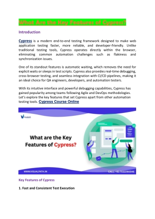what are the key features of cypress