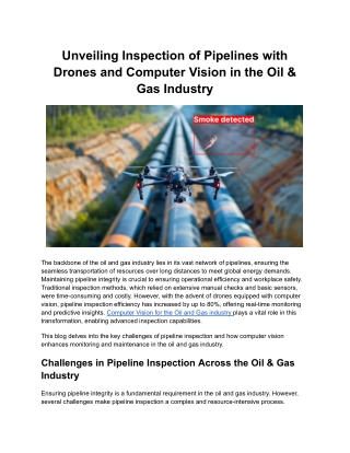 Unveiling Inspection of Pipelines with Drones and Computer Vision in the Oil & Gas Industry