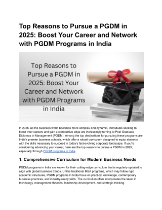 Top Reasons to Pursue a PGDM in 2025_ Boost Your Career and Network with PGDM Programs in India