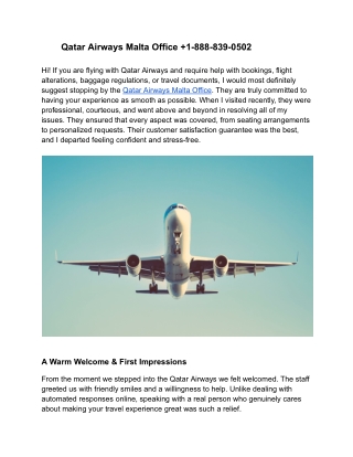 Qatar Airways Malta Office  1-888-839-0502