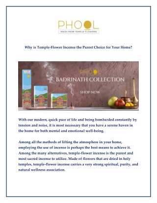Why is Temple-Flower Incense the Purest Choice for Your Home